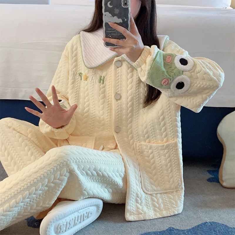 Autumn and Winter New Air Interlayer Imitation Cotton Thick and Warm Extra Large 5XL Cardigan Cute Sweet Casual Home Furnishing
