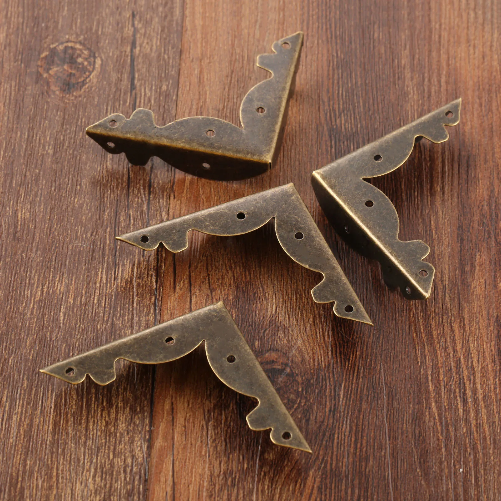 Furniture Corner Protector Antique Bronze Wood Box Feet 16 Pcs