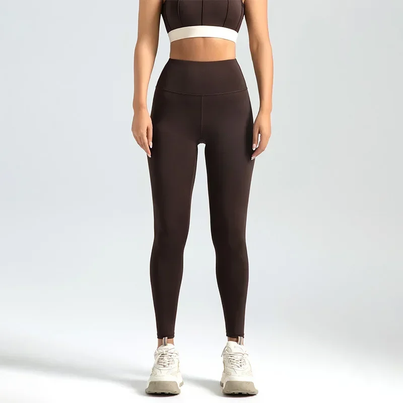 Damen-Leggings mit neun Punkten Länge, hohe Taille, einfarbig, Yoga-Sporthose, hochelastische Leggings, Lauf-Fitnesshose, 3XL – Detail 20
