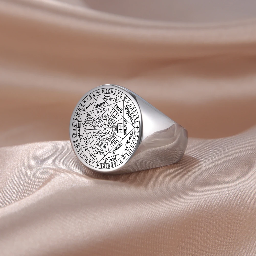 Dawapara Secret of Universe Solomon Ring Michaelmas Gabriel Jofiel Thavael Azrael Michael Archangels Edelstahlring – Detail 11
