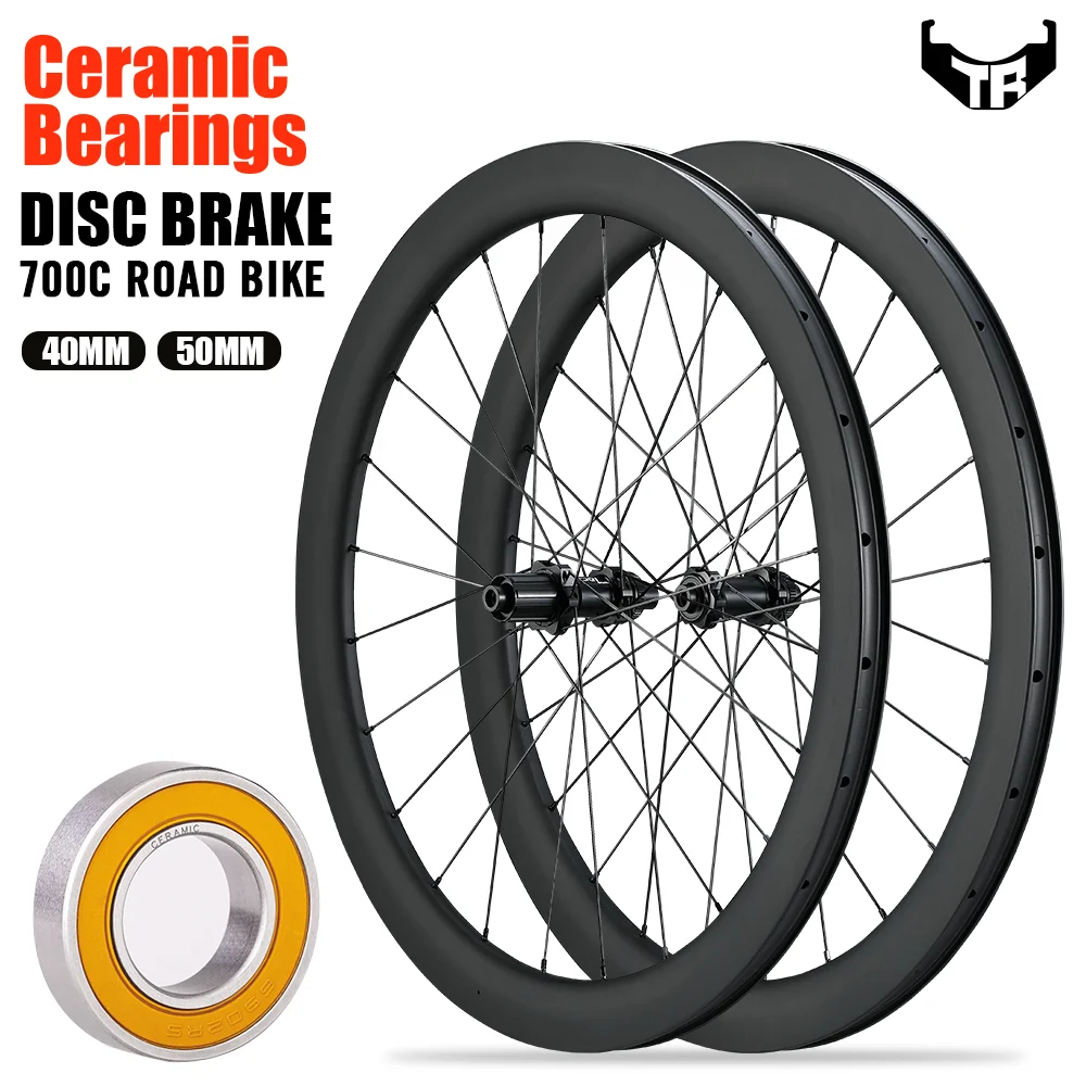 

2023 Carbon Wheels Disc Brake 700C Ceramic bearing Pillar 2015 Road Bike Wheelset Rim Center Lock Bicycle Cycling 50MM Wheel