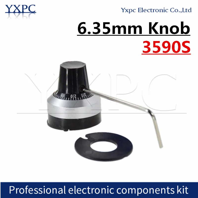 1pcs 6.35mm precision scale knob potentiometer equipped with multi-turn potentiometer For 3590S WXD3-12 WXD3-13 wxd3 13 3590s 6 35mm potentiometer precise dial knob lockable hat