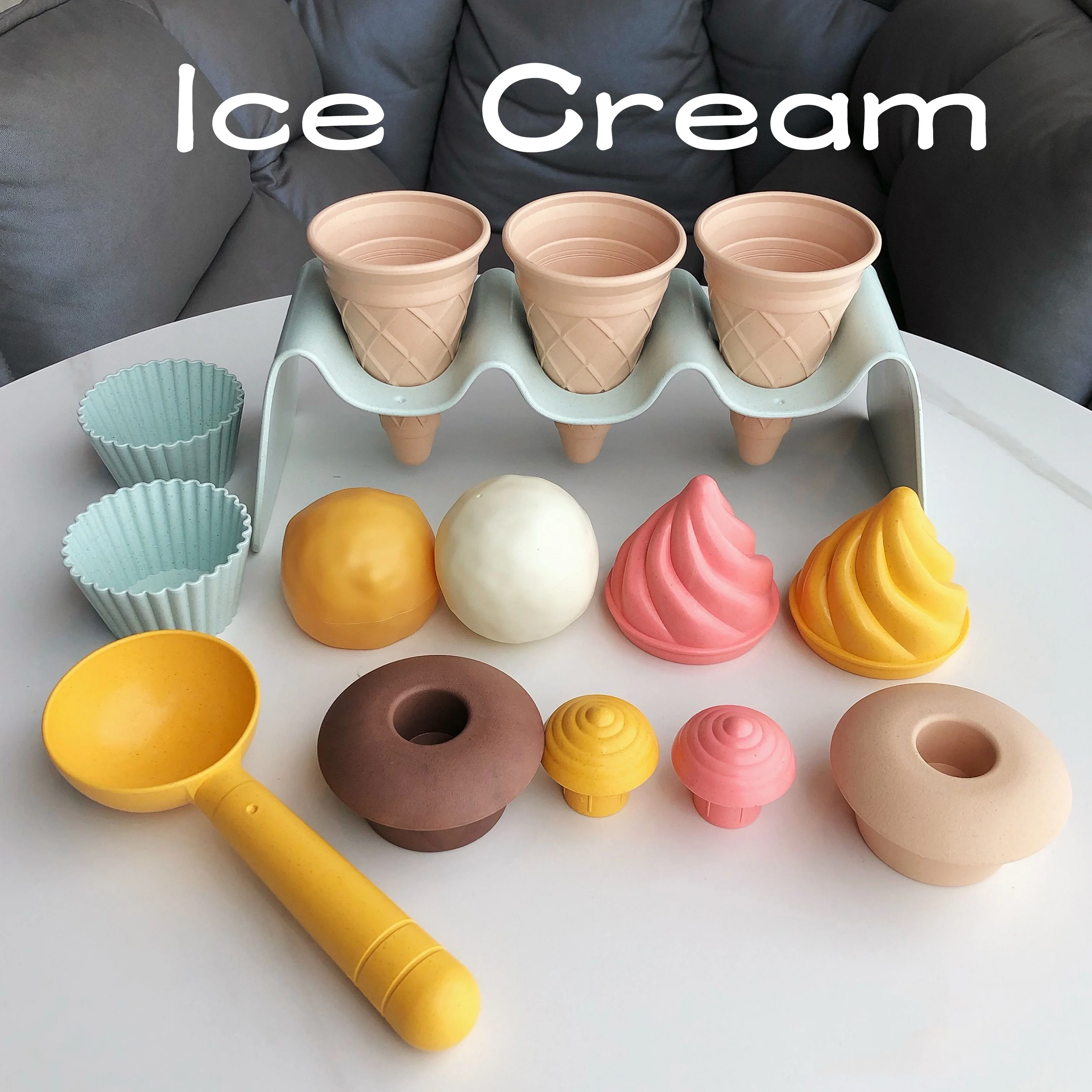 Beach Toys, Play House Play Sand, Wheat Grass Material, Cute Ice Cream Toys, Fun Beach Play Sand Worker Set, Holiday Gifts 3