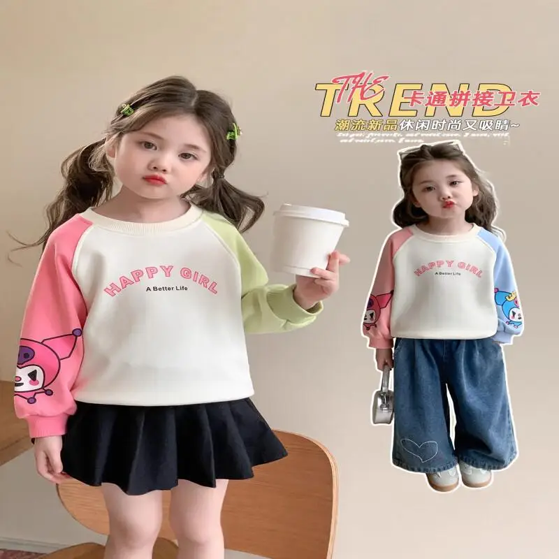 Sanrio 헬로 키티 여아 기본 레이어 봄 가을 캐주얼 새 스타일 매우 아름다운 아동 가을 탑 아동복