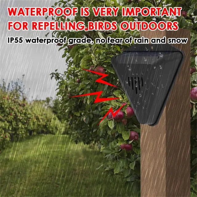 Napenergia Riasztási Madárcsökkentő Állati Visszataszító Kültéri Meghajtó Vadállatok Vízálló Biztonsági Védelmi Kerti Udvari Farm - Image 3