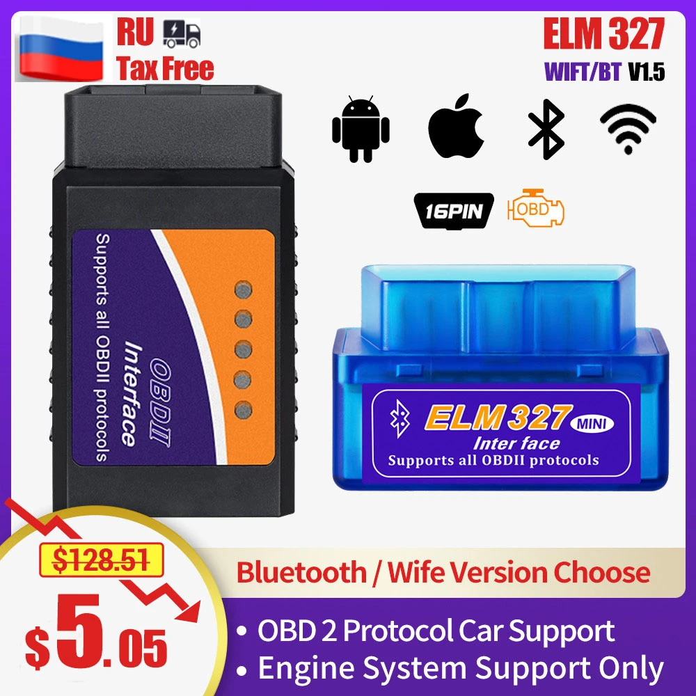 Elm327 Obd2 Android IOS Auto Scanner Bluetooth Diesel Car Mini OBD2 12V Elm 327 V1.5 Wifi Tester Diagnostic Tool Pic18f25k80 test car battery with multimeter