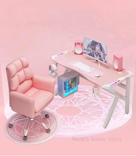 Ensemble bureau et chaise de jeu rose, bureau d'étude pour ordinateur  portable, table d'ordinateur, chaise, combinaison, gamer, maison, chambre à  coucher - AliExpress