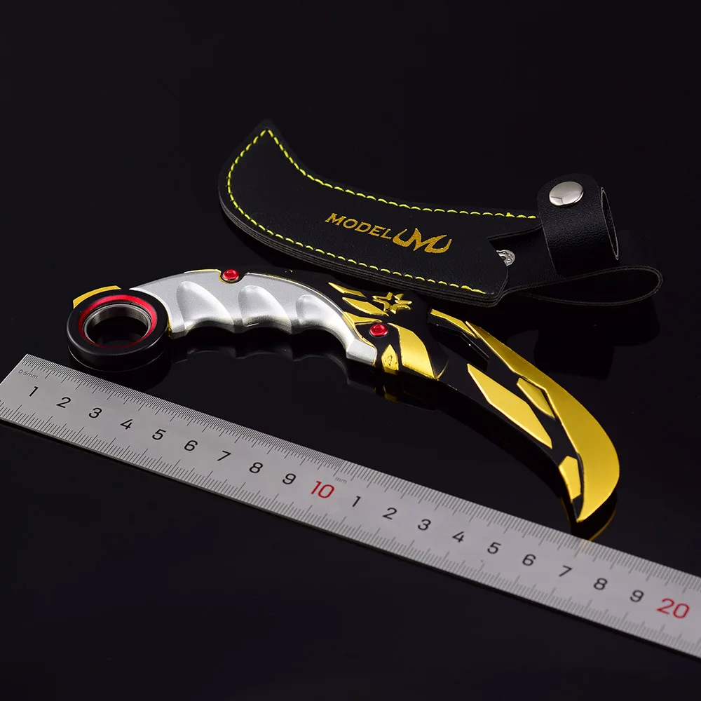 17cm Valorant Karambit New Champions Rotatable Balisong Weapon Metal Game Model Mili Tery Training Knife Safety Toys Boys