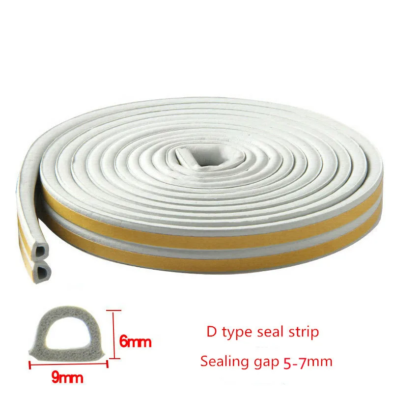 D Type Self-adhesive Door and Window Sealing Strip 5/10 Meters