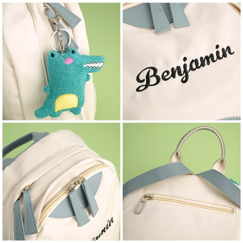 Customized Embroidered Name Lightweight Backpack Personalized New Color Blocking Student Backpack Cute Girl's Class Schoolbag 4