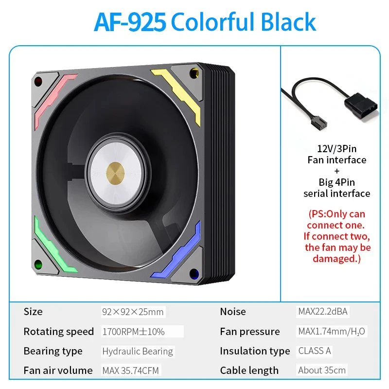 AF-925 ARGB PC Fan PC Radiator Cooling Fan 92mm ITX Computer Case Fans 9cm Chass