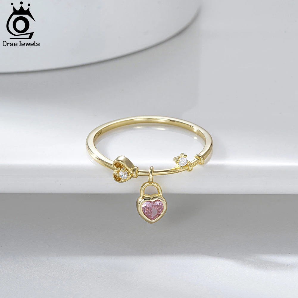 ORSA JEWELS 925 Sterling Silver Dangling Heart Stacking Rings