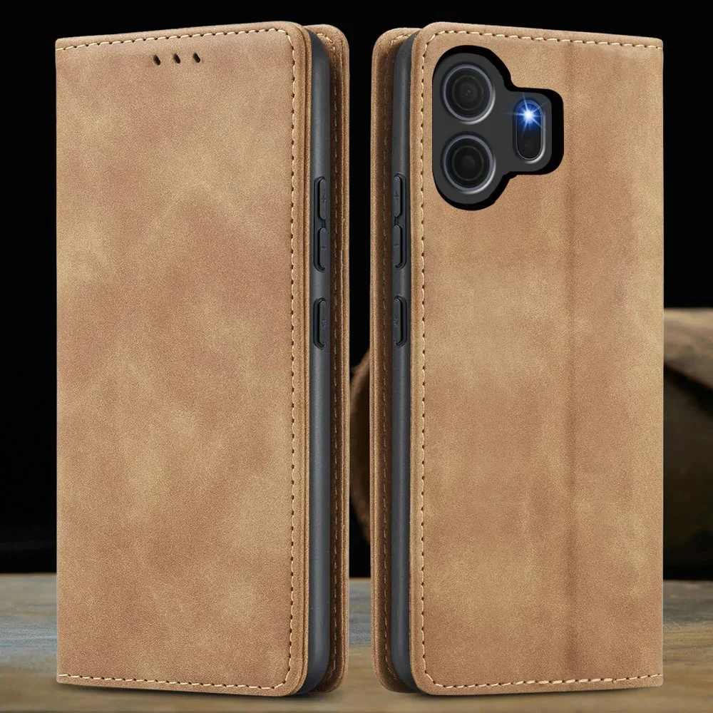 Smooth Leather Wallet Flip Case - 360° Protective Book Cover