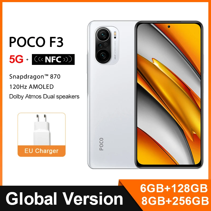 Глобальная версия POCO F3 NFC 5G 6 ГБ 128 ГБ/8 256 мобильный телефон Восьмиядерный