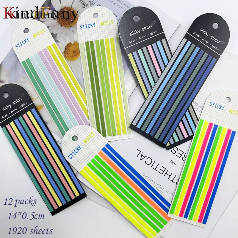 KindFuny 12Packs Transparent Sticky Notes BookMarkers Annotation Reading Book Clear Tab Kawaii Cute Stationery