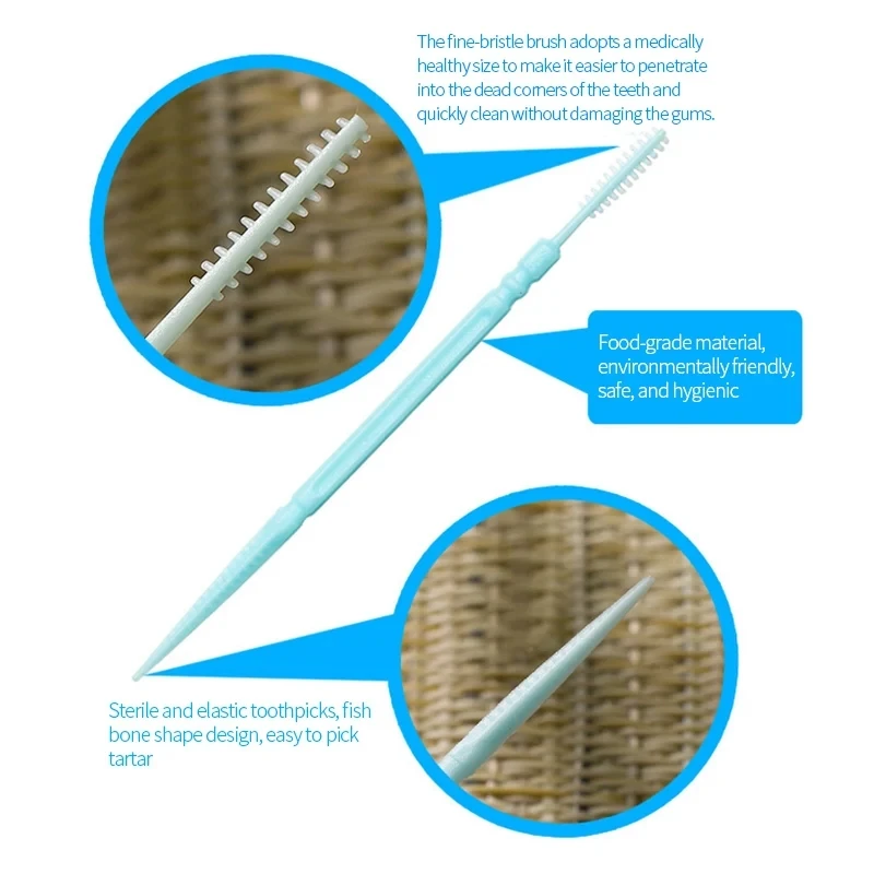 Dental Floss Stick Dental Floss Sticks Dental Cleaning Tools 200Pcs Double-headed Disposable Dental Flosser Interdental Brush Teeth Stick Toothpicks Floss Pick Oral Gum Teeth Cleaning Care