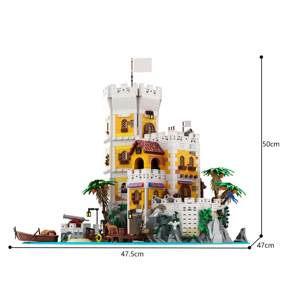 MOC Pirate Serie Fortress Fort Priso At Sea House Building Blocks
