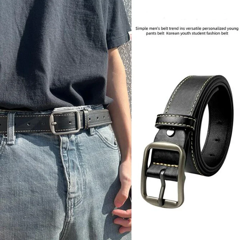 

Minimalist Punk Pin Buckle Leather Belt Women Men Belt Waistband for Dress Jeans Ceinture Black Femme Dropshipping