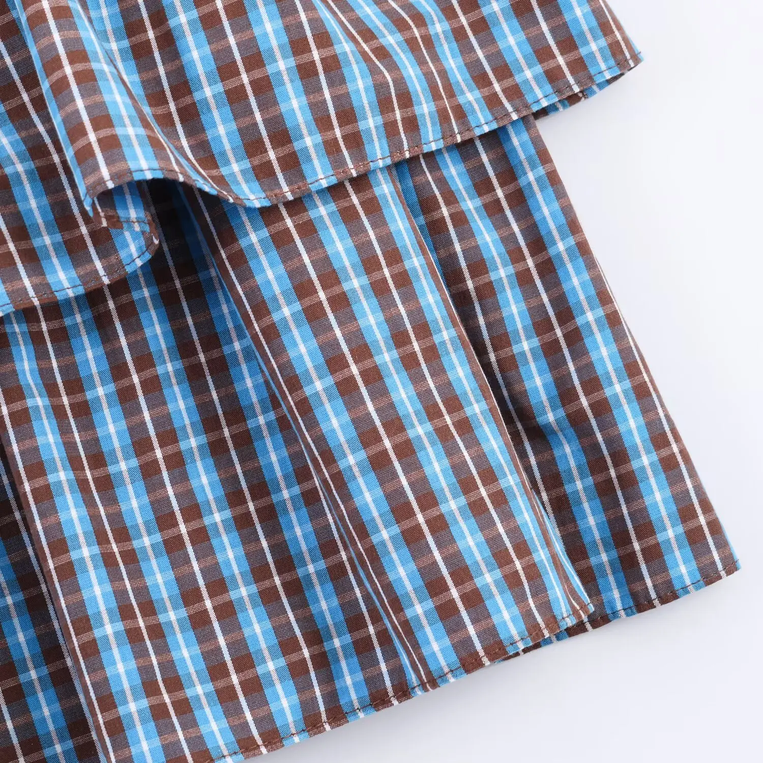 HH Damen Frühjahrsmode Bequemes Langarm-Kleid mit Revers und Gürtel Kariertes Mehrlagiges Dekorationskleid Lässiges Pendler-Kleid – Detail 11