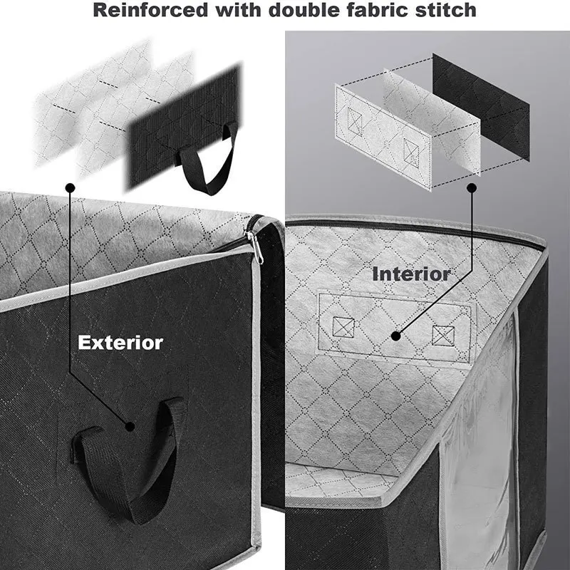 2Pcs Underbed Storage Bag Foldable Quilt Clothes Storage Bag Large Capacity Dustproof Toys Bag Moisture Dustproof Organizer 2
