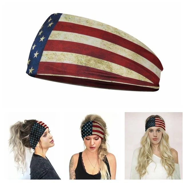 1PC Flag Pattern Stretchable Sports Headband Men Women Fitness Sweat Bands Anti-Slip Yoga Hair Bands Oudoor Headband Scarf 3