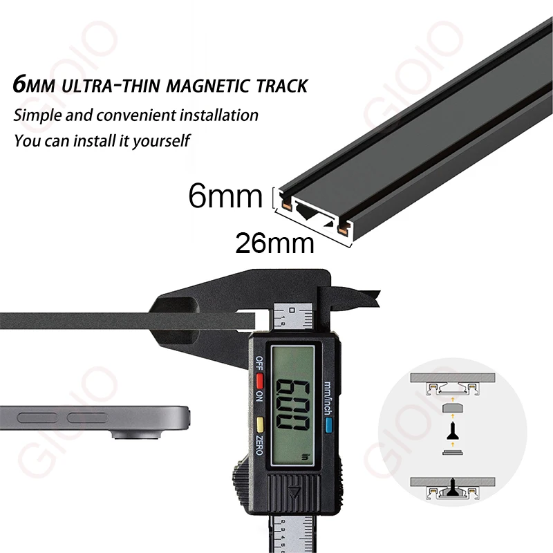 6MM Intelligent ultra -thin light -fitting rail led magnetique surface light  graffiti rail no main lamp living room line light 2