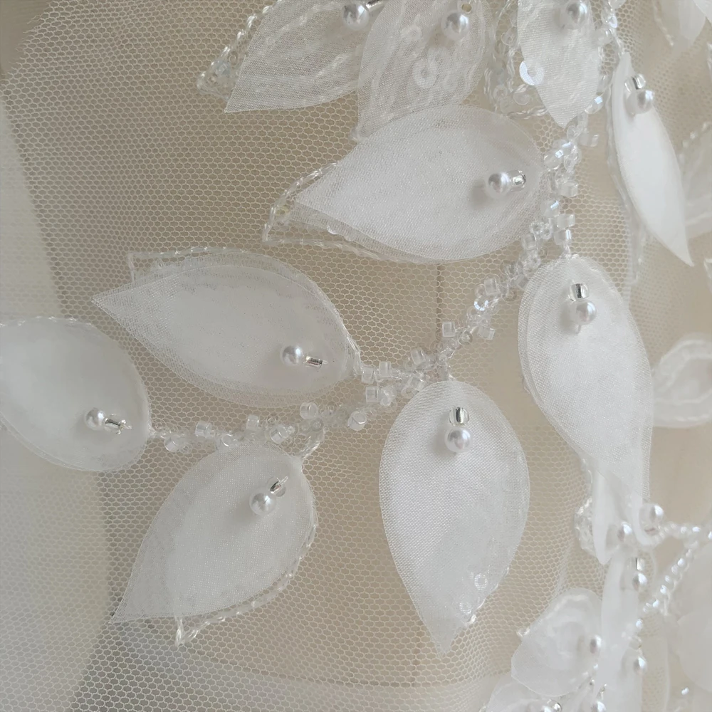 Handcrafted Natural White 3D Floral Lace Nail Beads