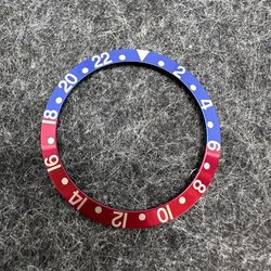 Aluminum Watch Bezel Inserts - Premium Replacement Parts for Watchmakers (30.7mm - 37.5mm) (GMT blue red)