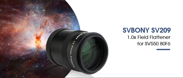SVBONY SV209 1.0x Field Flattener For SV550 80mm F6 APO Telescope - M63x1 Thread, 55mm Back Focus