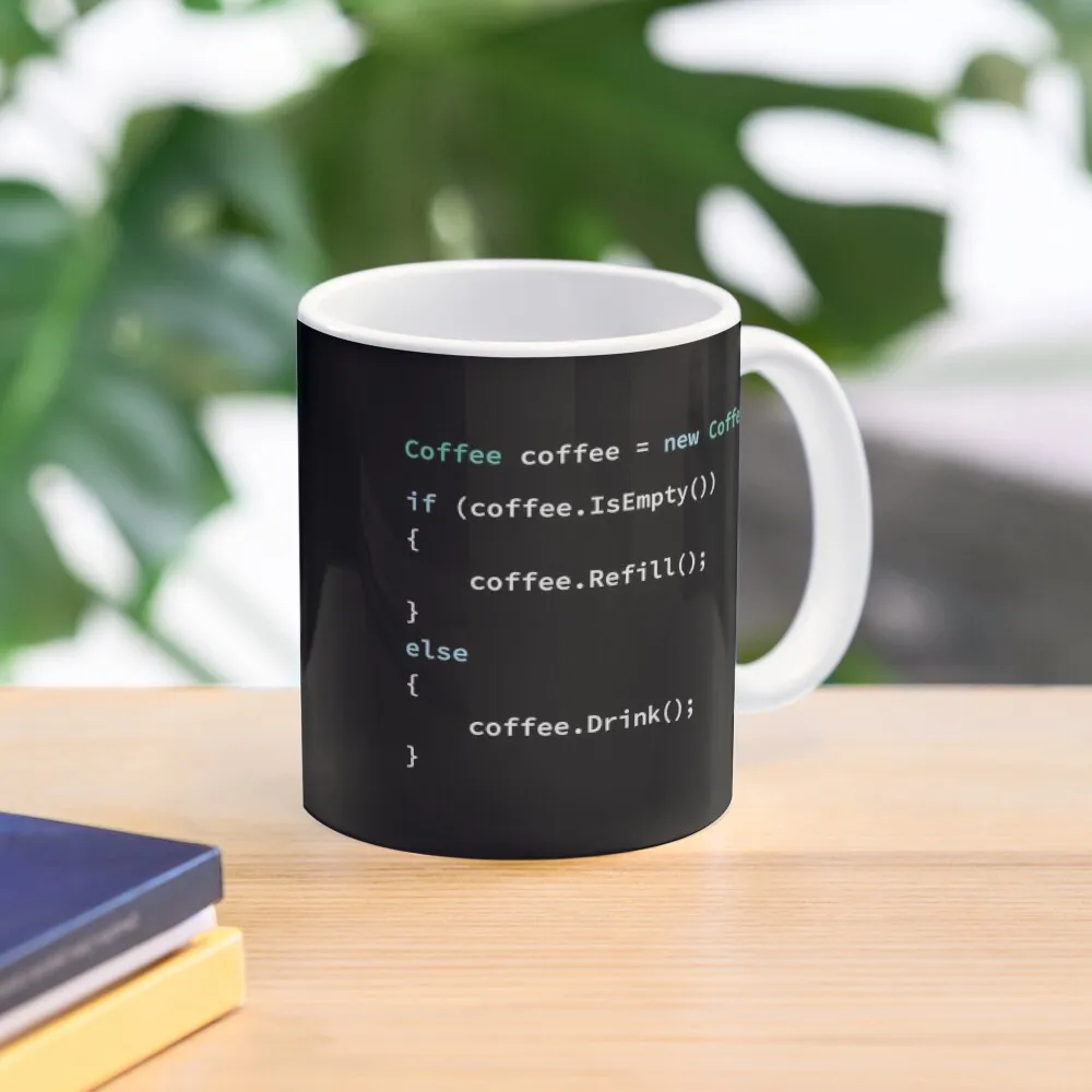 

If Coffee Is Empty Refill, else Drink in C# Programming Language, Programmer, Source Code, Software Engineer, Compute Coffee Mug