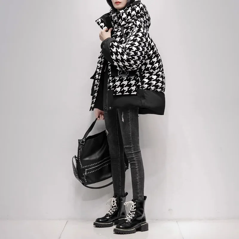 

Женский короткий пуховик с капюшоном, Свободное пальто на белом утином пуху с капюшоном в Корейском стиле, зима 2023