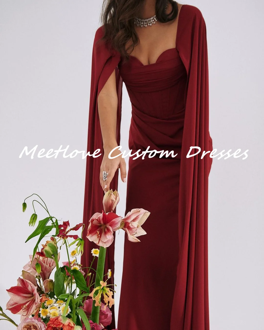 

Meetlove Dresses Red Strapless Vestidos De Festa Wedding Party Dress Luxury Dresses Evening 2024 Long dresses Cocktail dresses