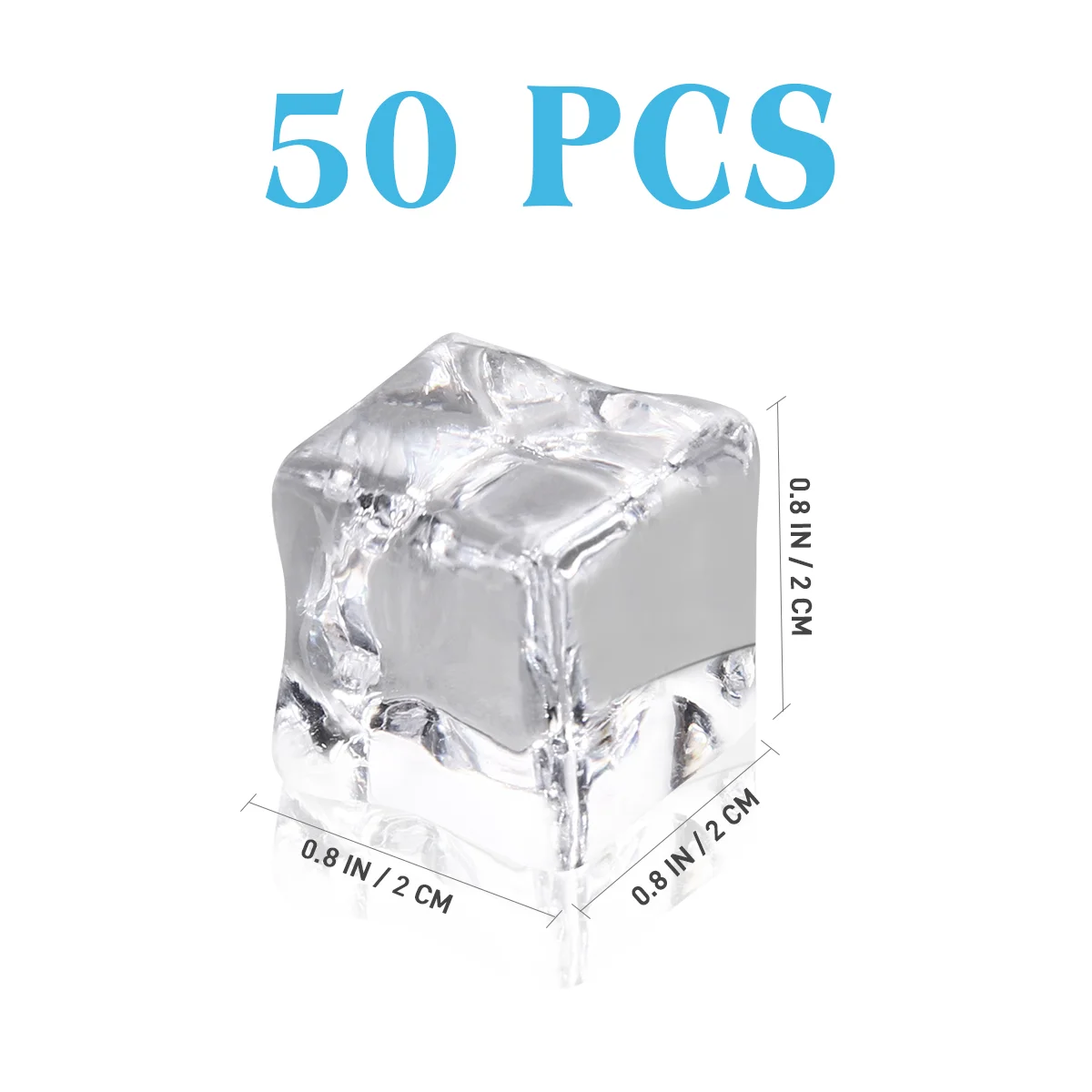 50Pcs 20mm Cube Square Shape Glass Luster Ice Cubes Fake Artificial Acrylic for Whiskey