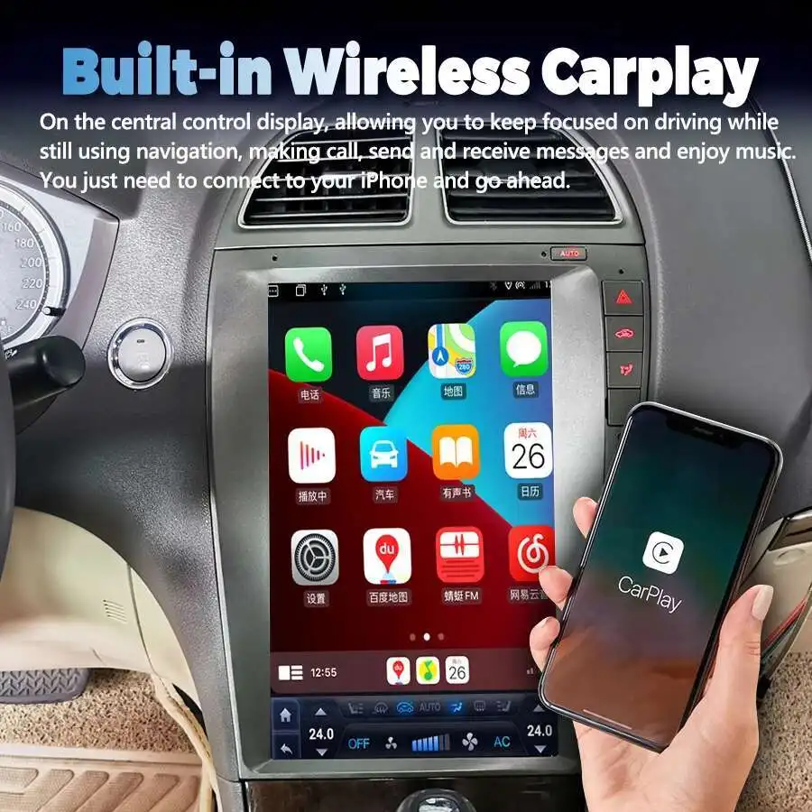 Radio de coche 2Din con pantalla Android de 12.8 pulgadas y Carplay para Lexus ES350 ES ES240 ES300 2006-2012, estéreo, GPS, reproductor multimedia de video. 6