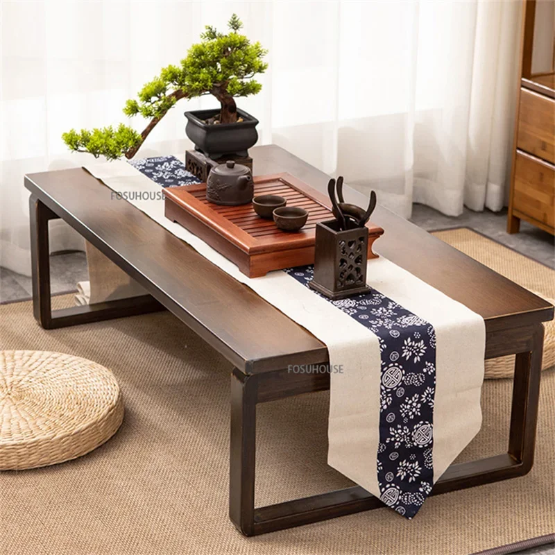 Solid Wood Folding Small Table Japanese Tatami Kang Table Bedroom Simple Sitting Low Balcony Bay Window Coffee Tables M