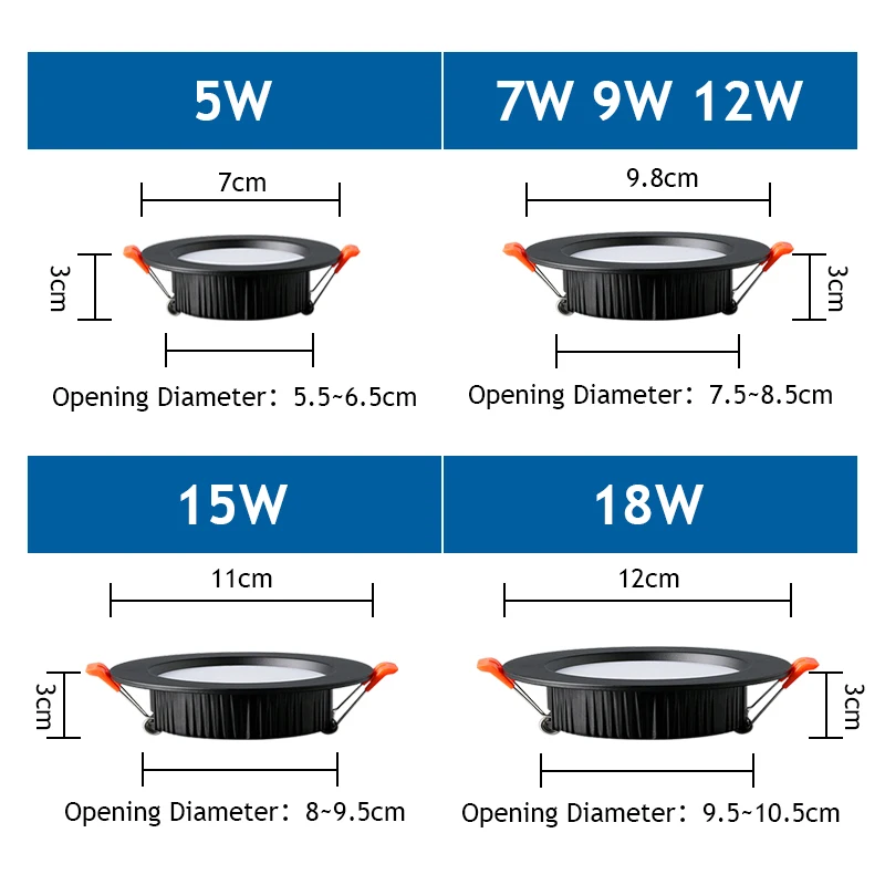 LED Downlight Spot Recessed in LED Ceiling Downlights Light Warm white Lamp 110V 200-240V 5W 7W 9W 12W 15W 18W 24W 220V 230V led ceiling light,led downlight,led spotlight