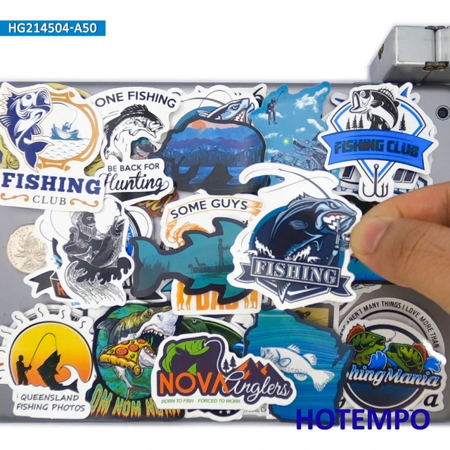 50PCS Go Fishing Stickers Marine Fish Fisherman Slogan Decals for Laptop  Boat Scrapbook Luggage Motorcycle Car Phone Sticker Toy - AliExpress