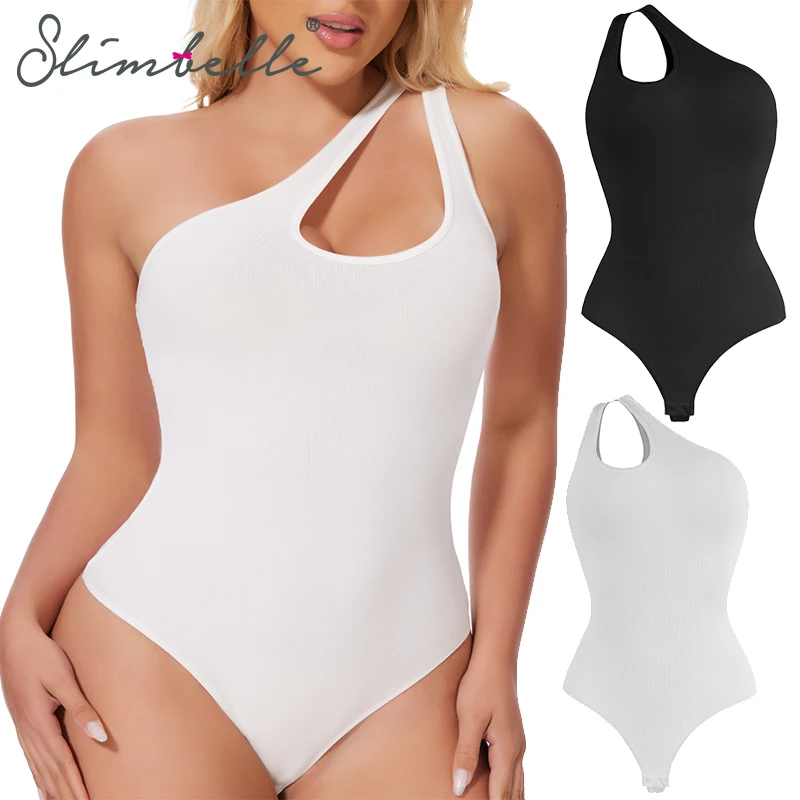 

Women's Sloping One-shoulder Bodysuit Tummy Control Body Shaper Camisole Thong Shapewear Sexy Butt Lifter Slimming Waist Corset