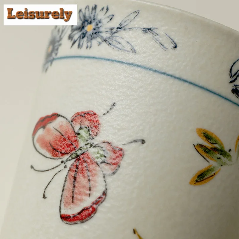 100ml Butterfly Orchid Cola Mug Breakfast Cup Water Ice Cold Juice Jug Bubble Teacup Cold Hot Water Jug Drinkware Decoration