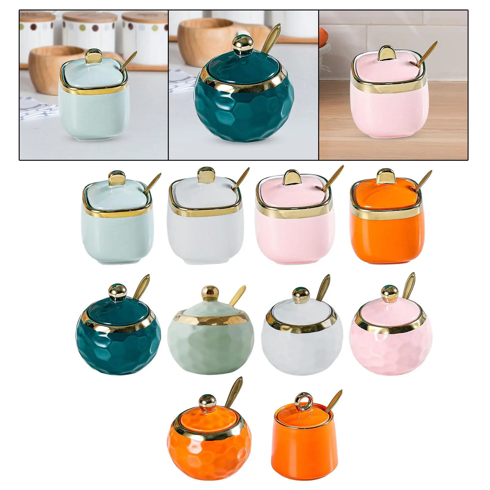 Porcelain Sugar Bowl ceramic condiment pot Ceramic Condiment Pot for Restaurant Countertop Kitchen