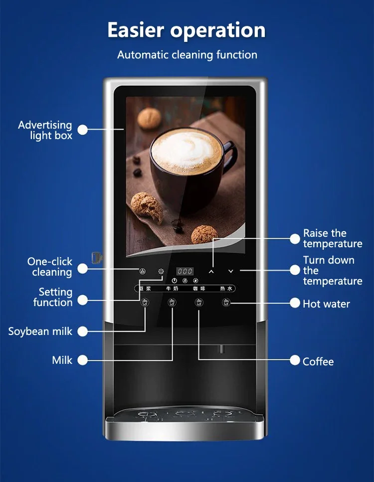 HomeWise1600W Commercial Instant Beverage Machine Soy Milk/Milk/Coffee/Hot Water Beverage Vending Machine Coffee Maker 220V-240V 3