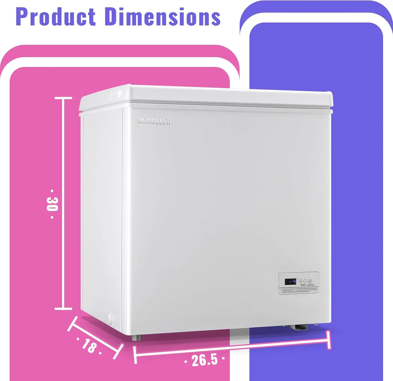 Freezer 5.0Cubic Feet with Intelligent Temperature Control(-15°F to 41°F), Deep Freezer with TWO Hanging Baskets and Side Defros 5