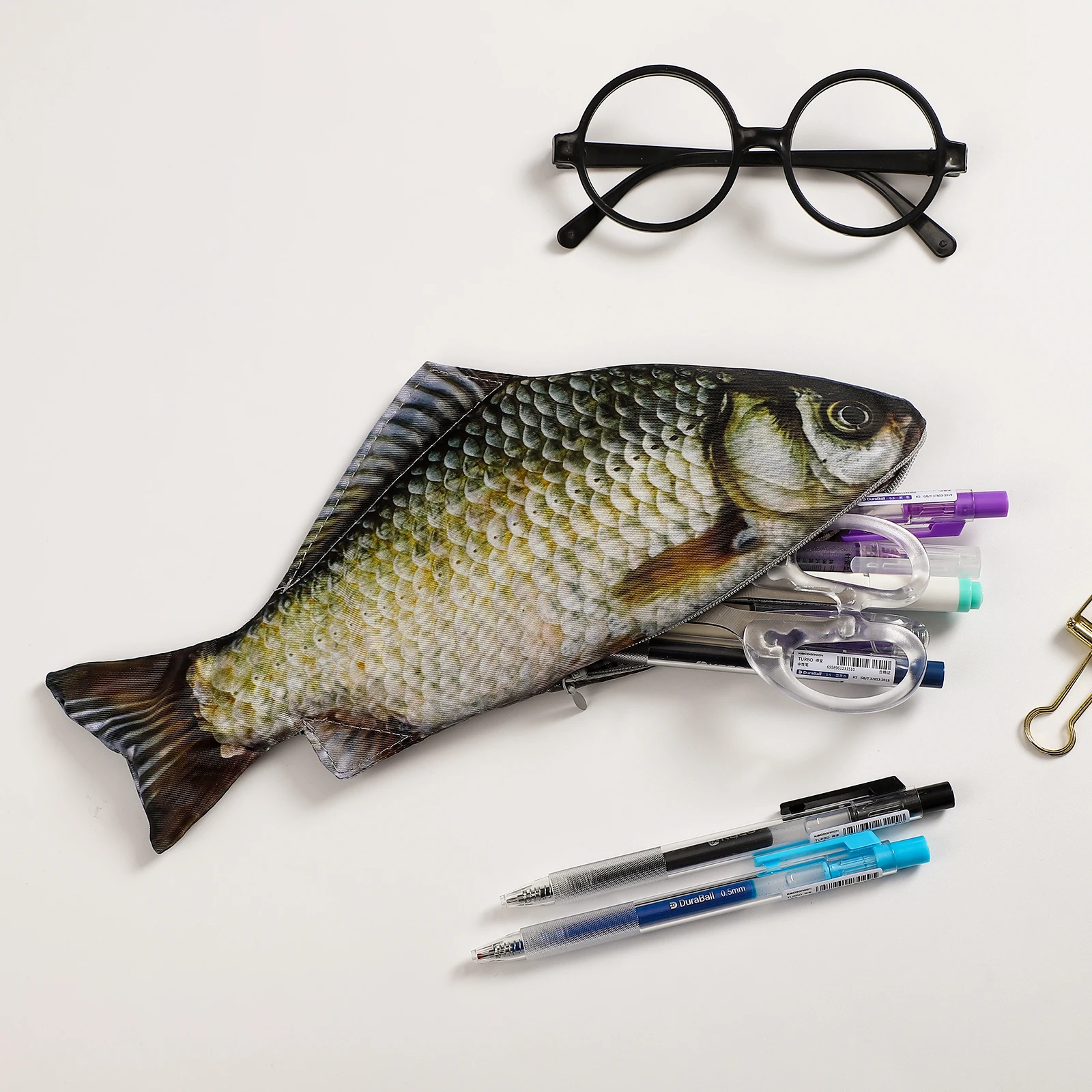 Fish Pencil Pouch Novelty Fish Bag Fish Bag Cloth Pencil Pouch Cloth Pencil  Case Fish Zip Bag 