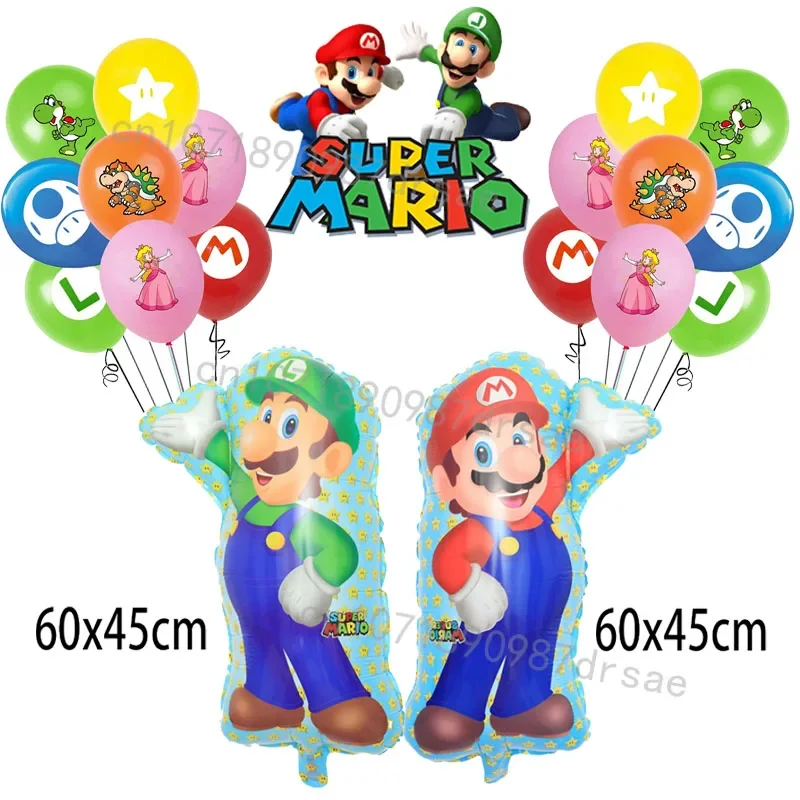 Super Mario Bros Foil Balloons Anime Figure Mario Luigi Cartoon Kids Boys Birthday Party Decorazione Di Halloween Forniture Giocattoli Regalo