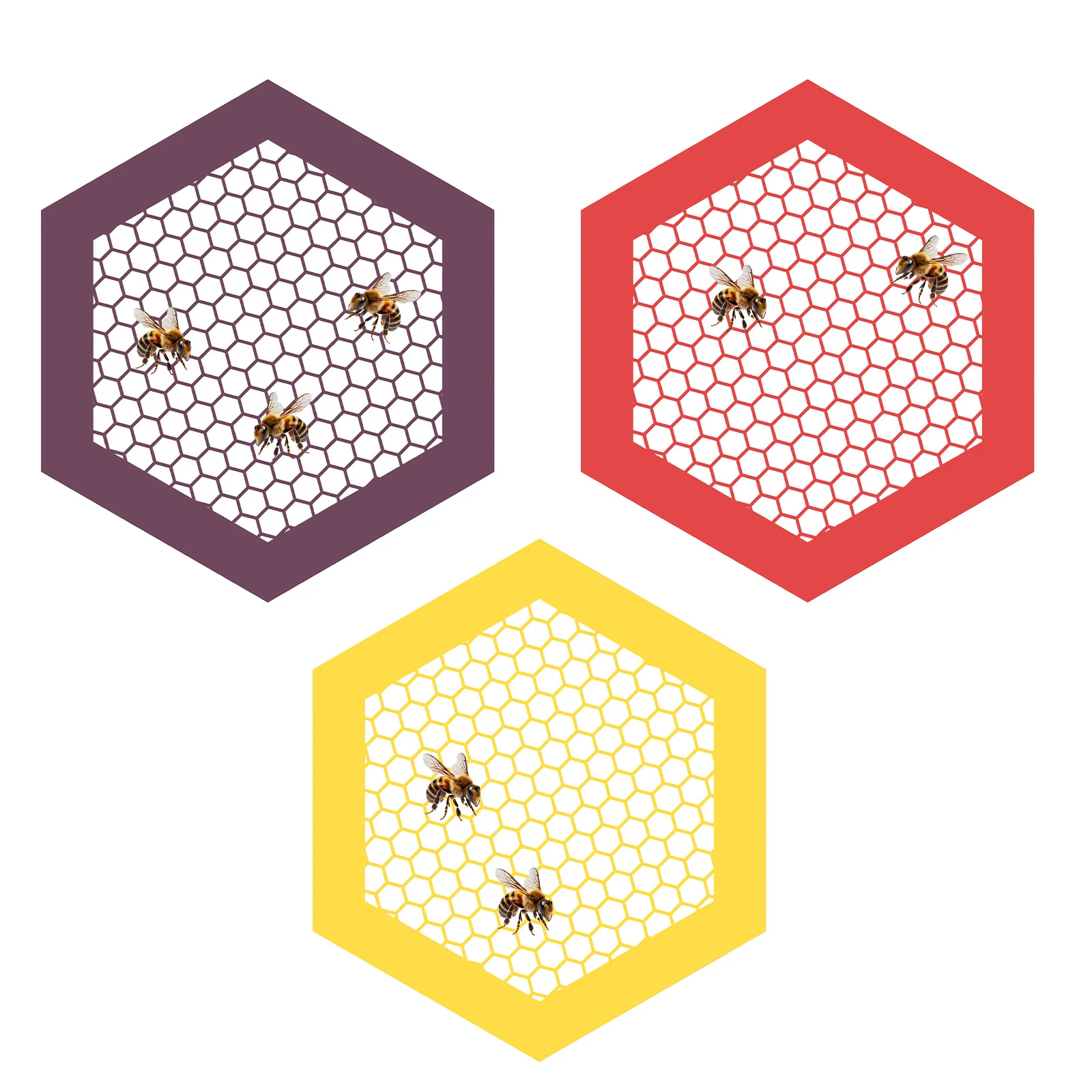 3 Pcs Floating Bee Island Waterer Acrylic Bee Waterer Colorful Watering Cups Hexagonal Structure Watering Station