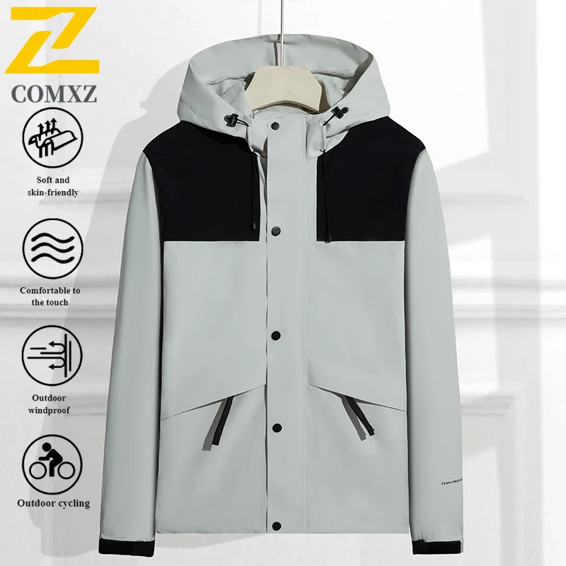 EIAO Men's Outdoor Windbreaker Spring Autumn Waterproof Windproof Hiking Fishing Camping Trendy Jackets Lightweight Thermal Coat