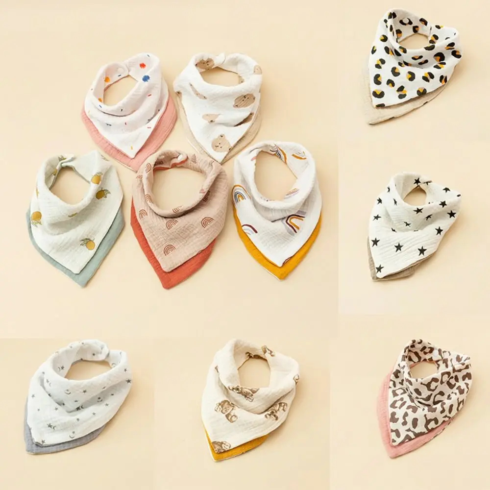 

Four-Layers Baby Appease Square Towels Soft Cotton Bear Soothe Towels Leopard Print Cartoon Bandana Handkerchief Infant