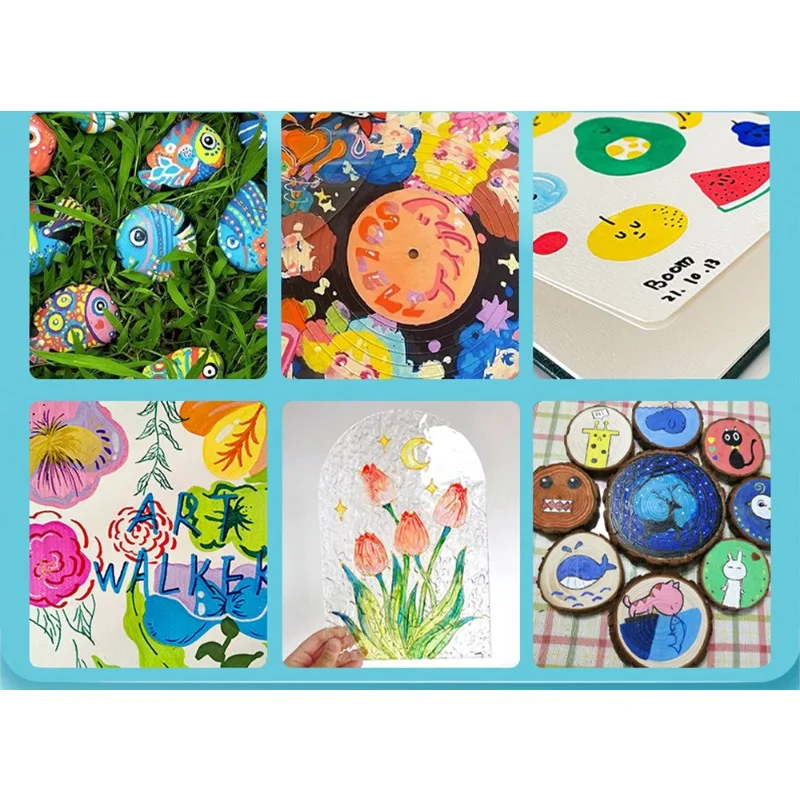 12-80 Colors Soft Headed Different Color Acrylic Marker Pen Color Art Graffiti Pen Waterproof Opaque Water-Based Soft Headed