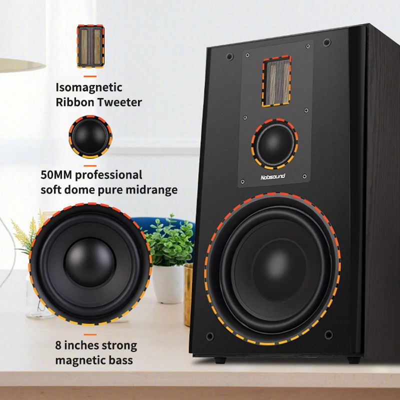 200W High-Power 8-inch Speaker Three-Way Bookshelf Speaker Fever Hifi Audio Passive Home Theater Enthusiast