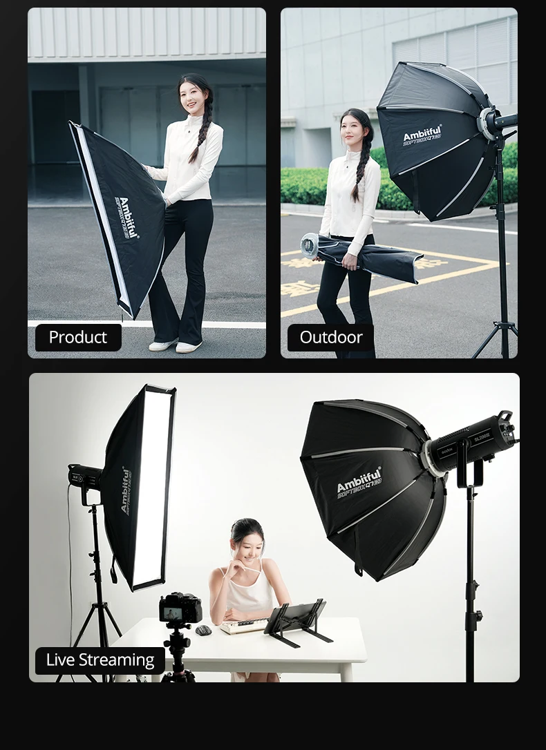 55cm 65cm 90cm 30x120cm Q7 Series Quick Release Octagon/Rectangle Softbox Bowens